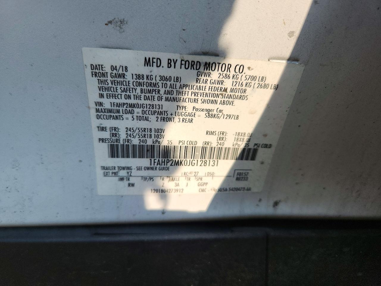 2018 FORD TAURUS