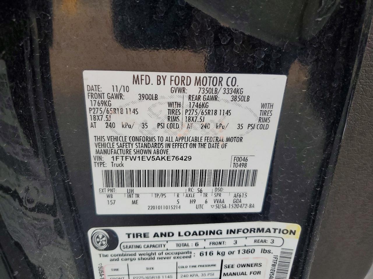2010 FORD F150