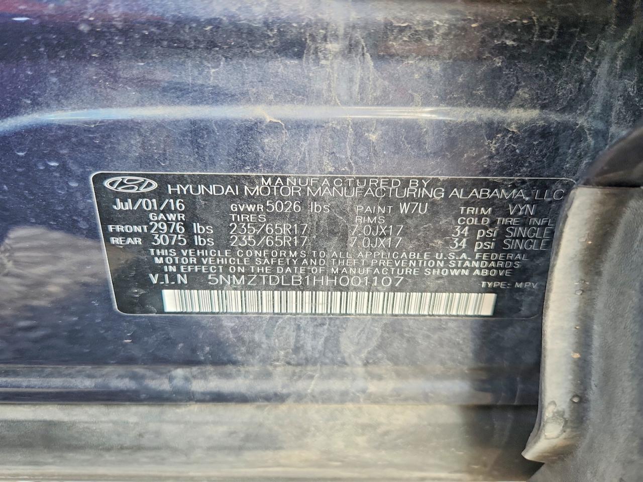 2017 HYUNDAI SANTA FE