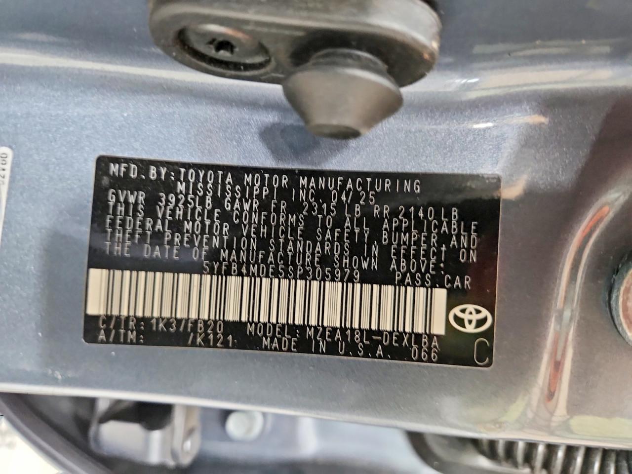 2025 TOYOTA COROLLA
