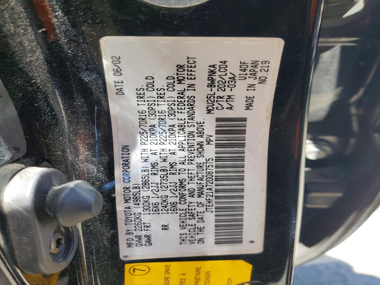 2002 TOYOTA HIGHLANDER