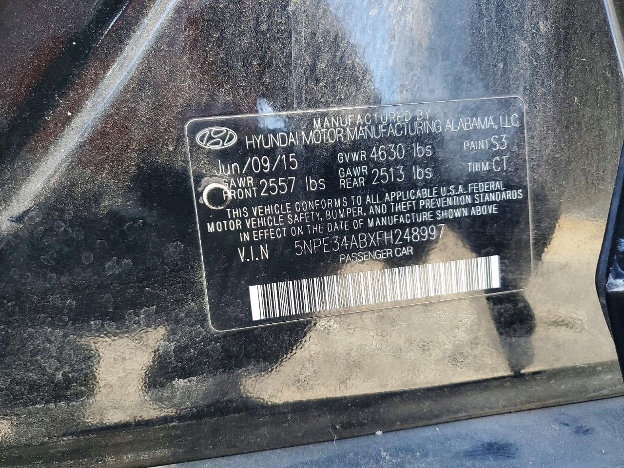 2015 HYUNDAI SONATA