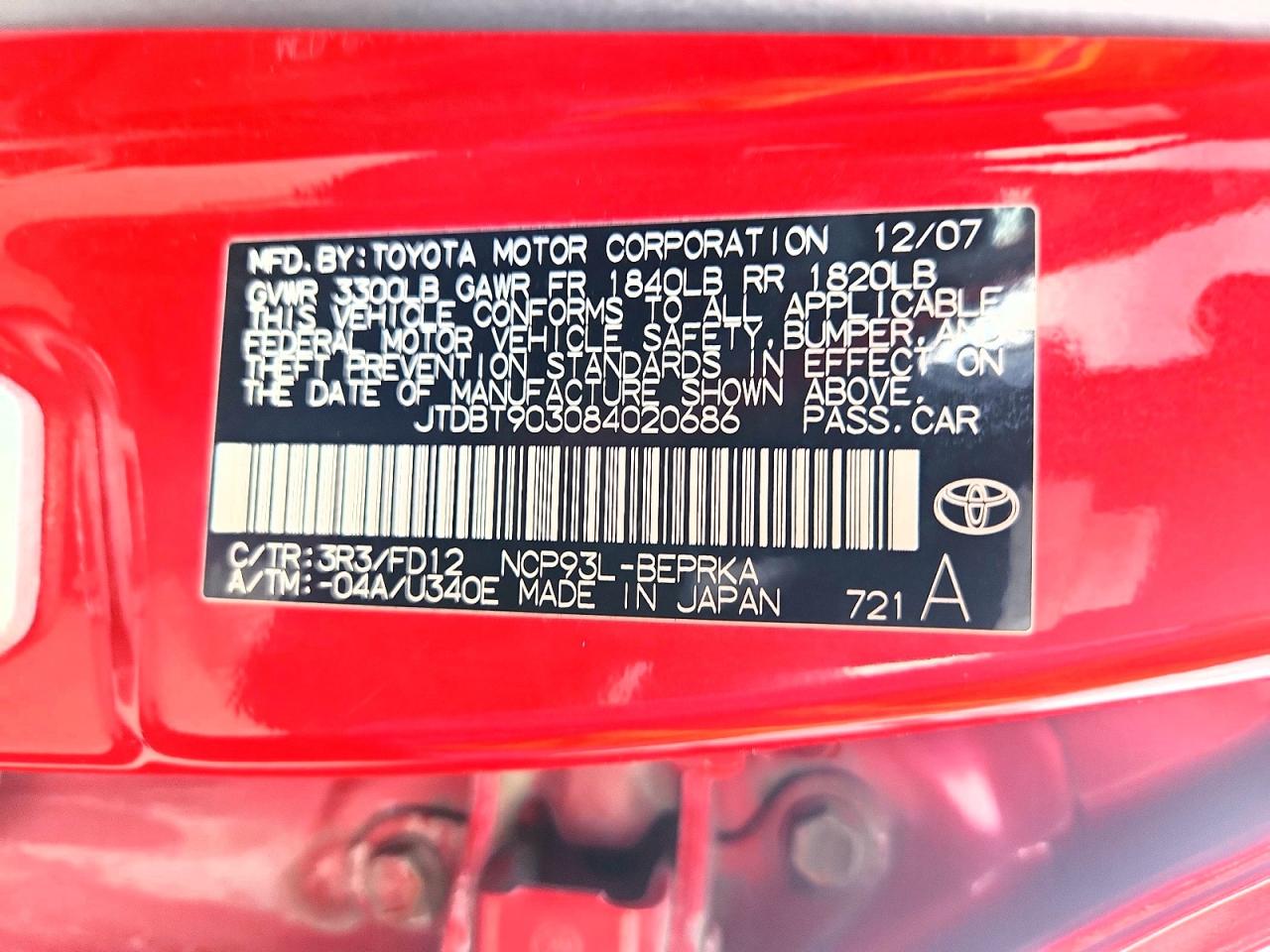 2008 TOYOTA YARIS