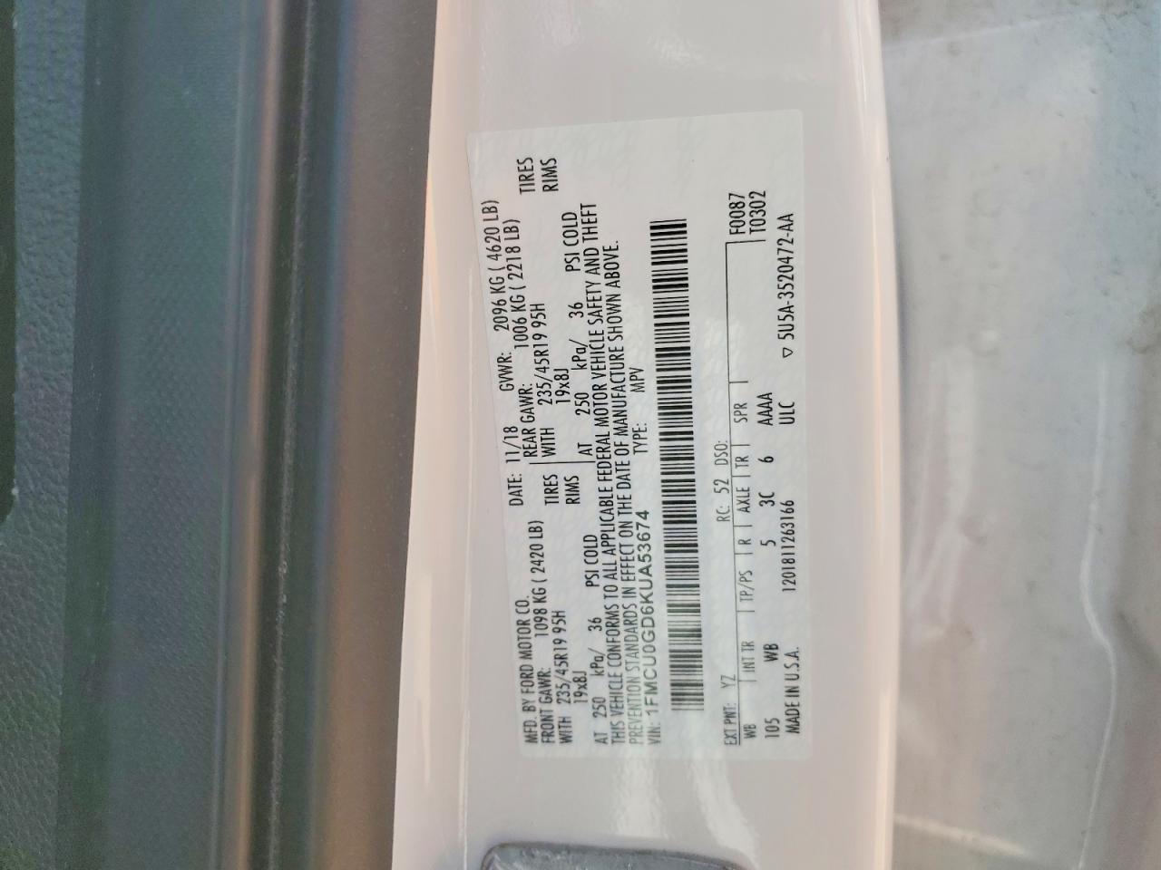 2019 FORD ESCAPE