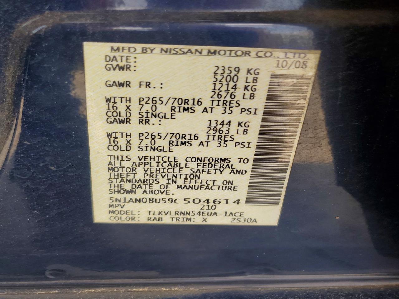 2009 NISSAN XTERRA