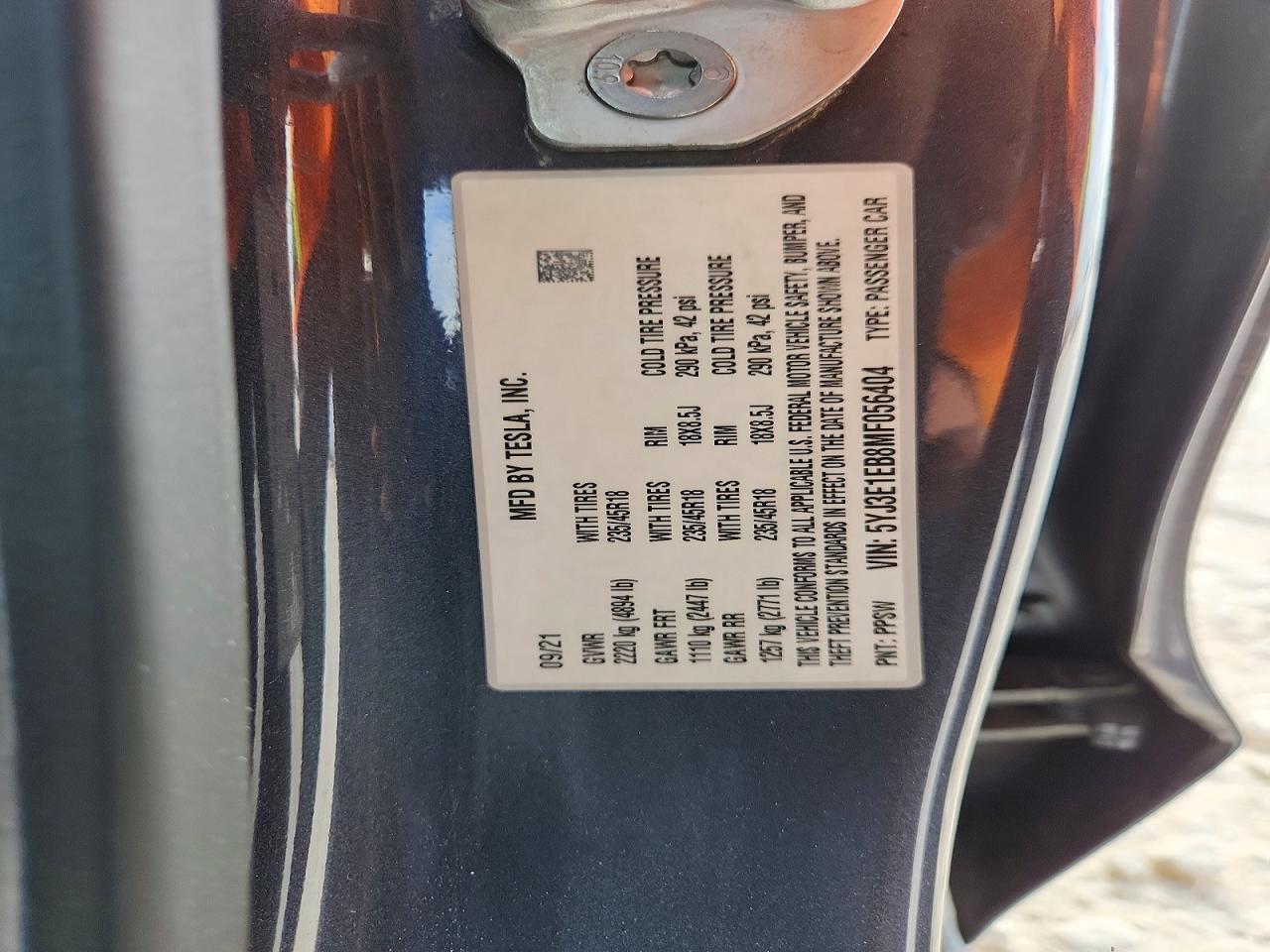 2021 TESLA MODEL 3