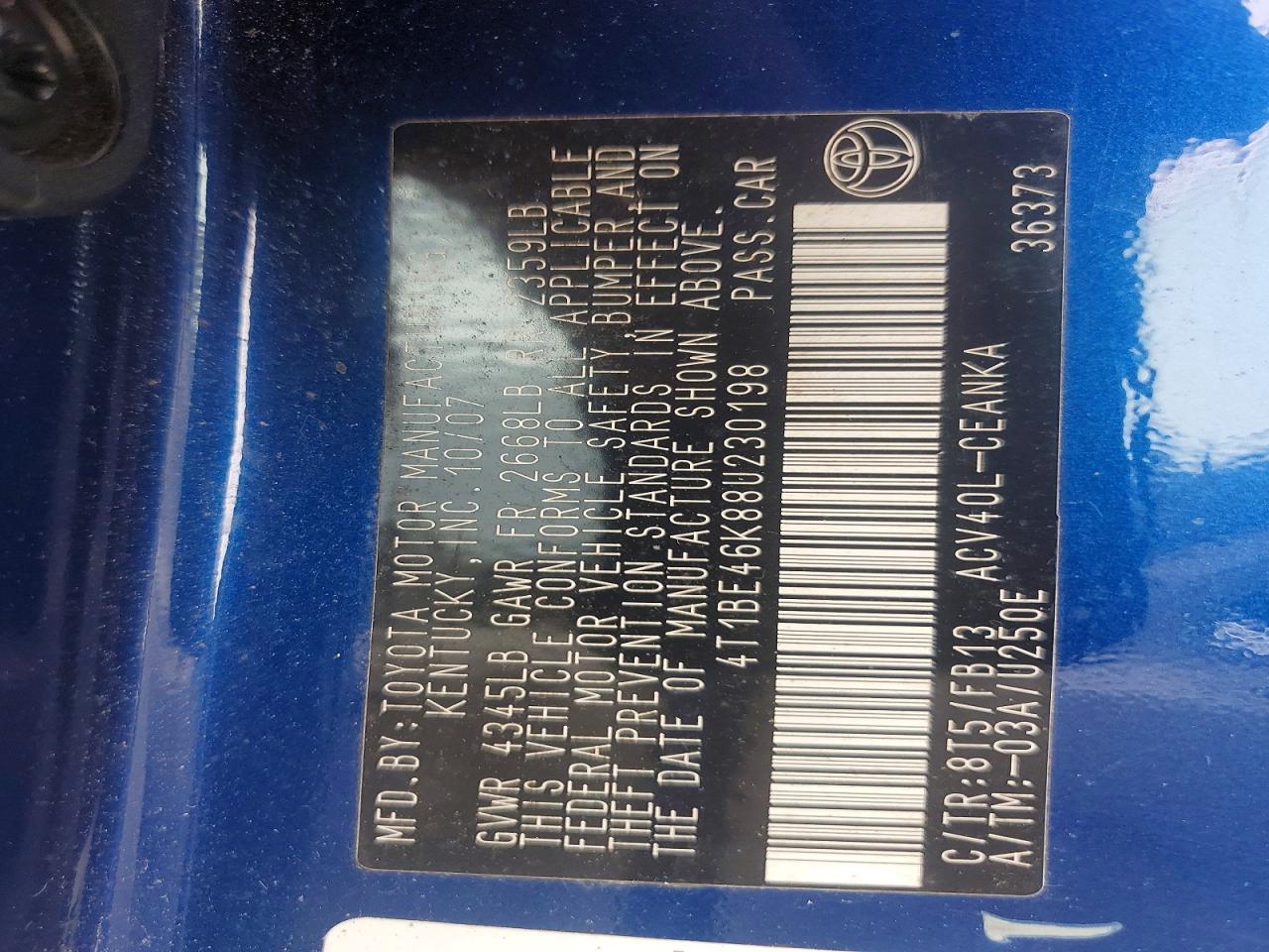 2008 TOYOTA CAMRY