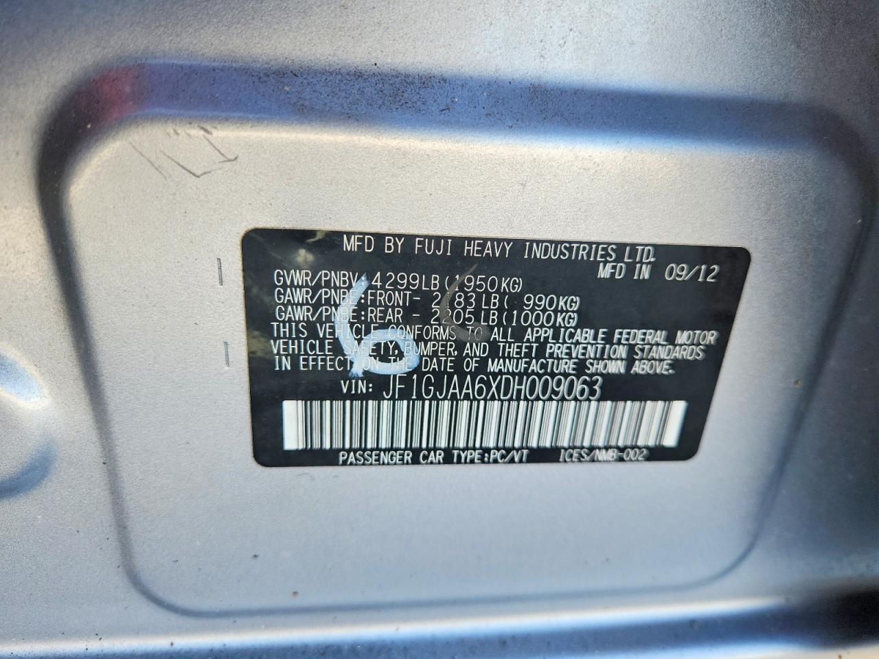 2013 SUBARU IMPREZA