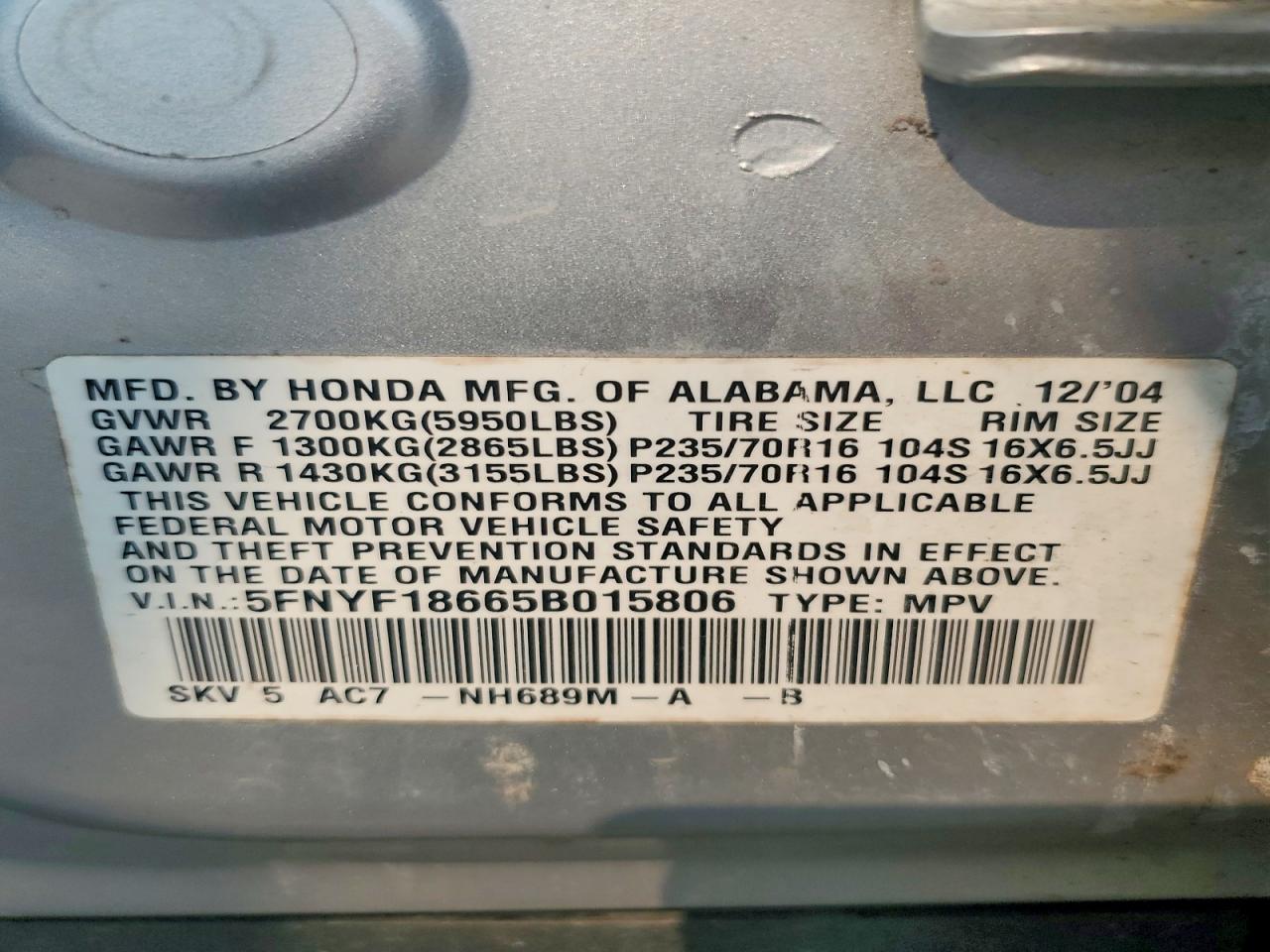 2005 HONDA PILOT