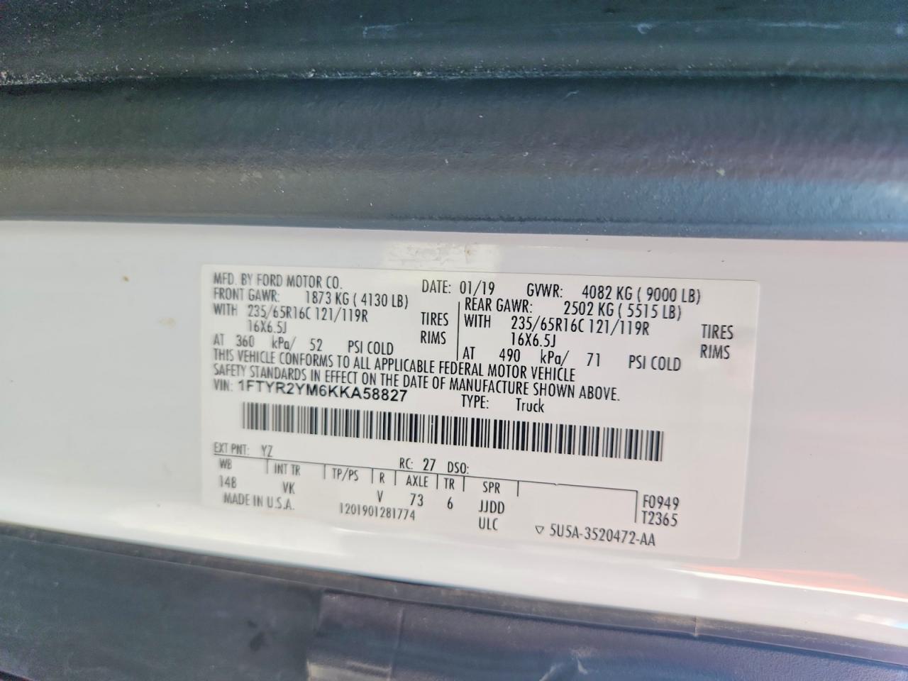 2019 FORD TRANSIT