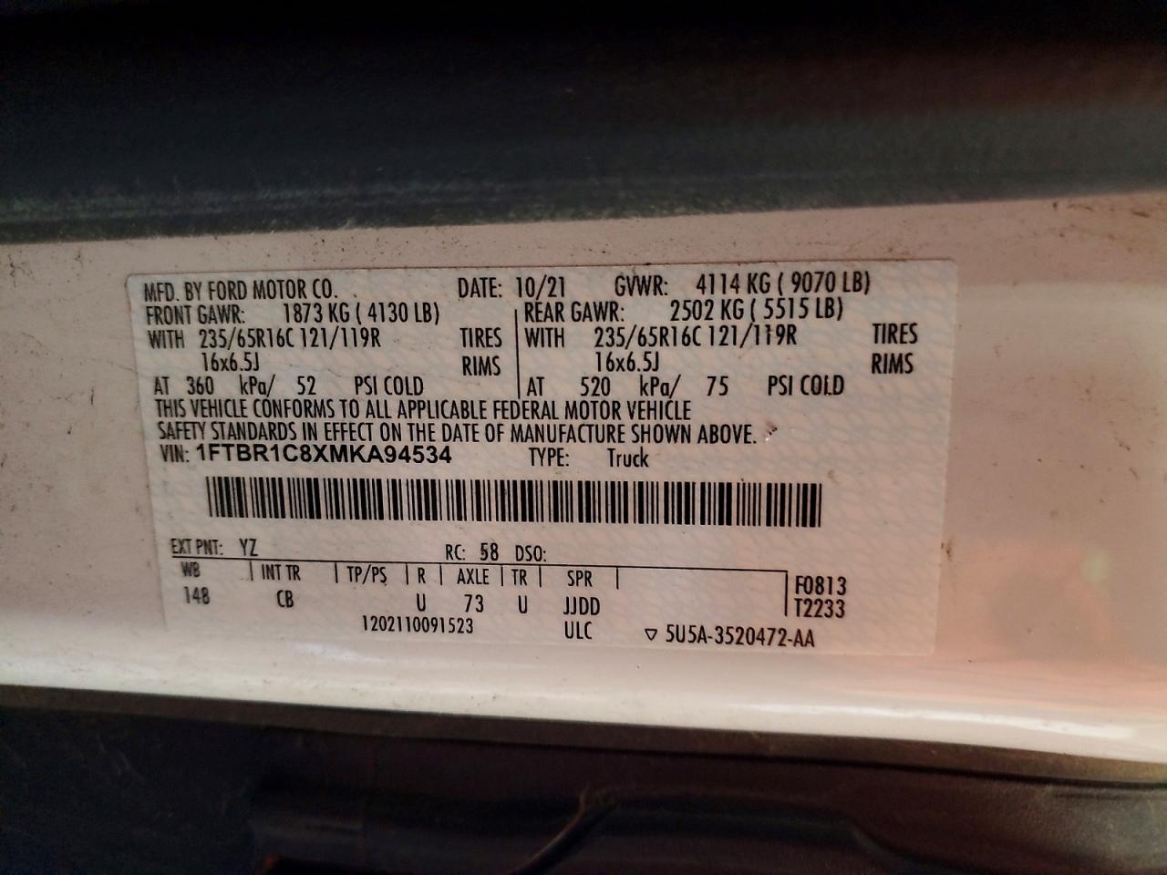 2021 FORD TRANSIT