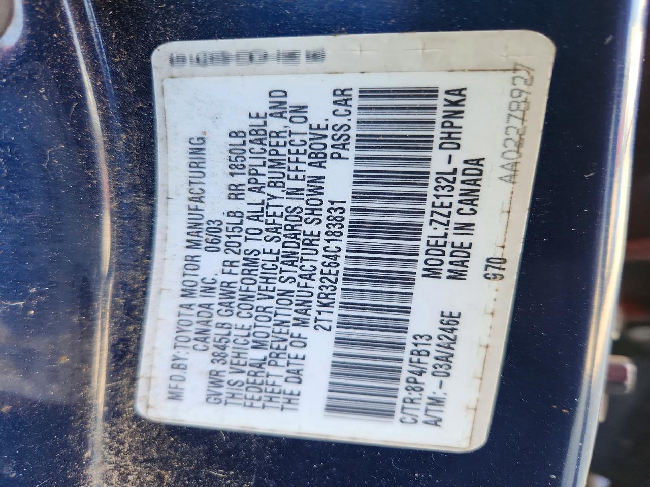 2004 TOYOTA MATRIX