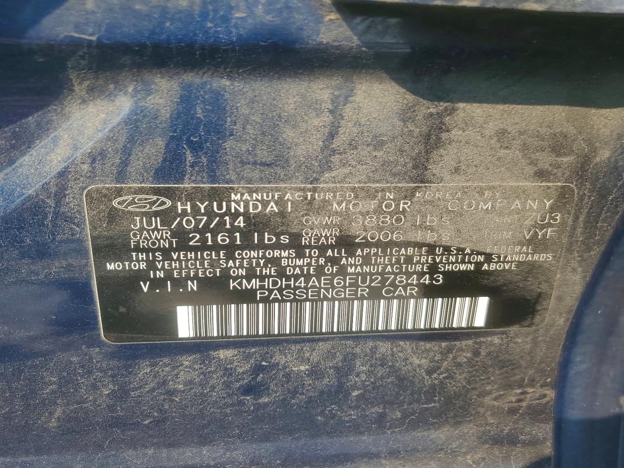 2015 HYUNDAI ELANTRA