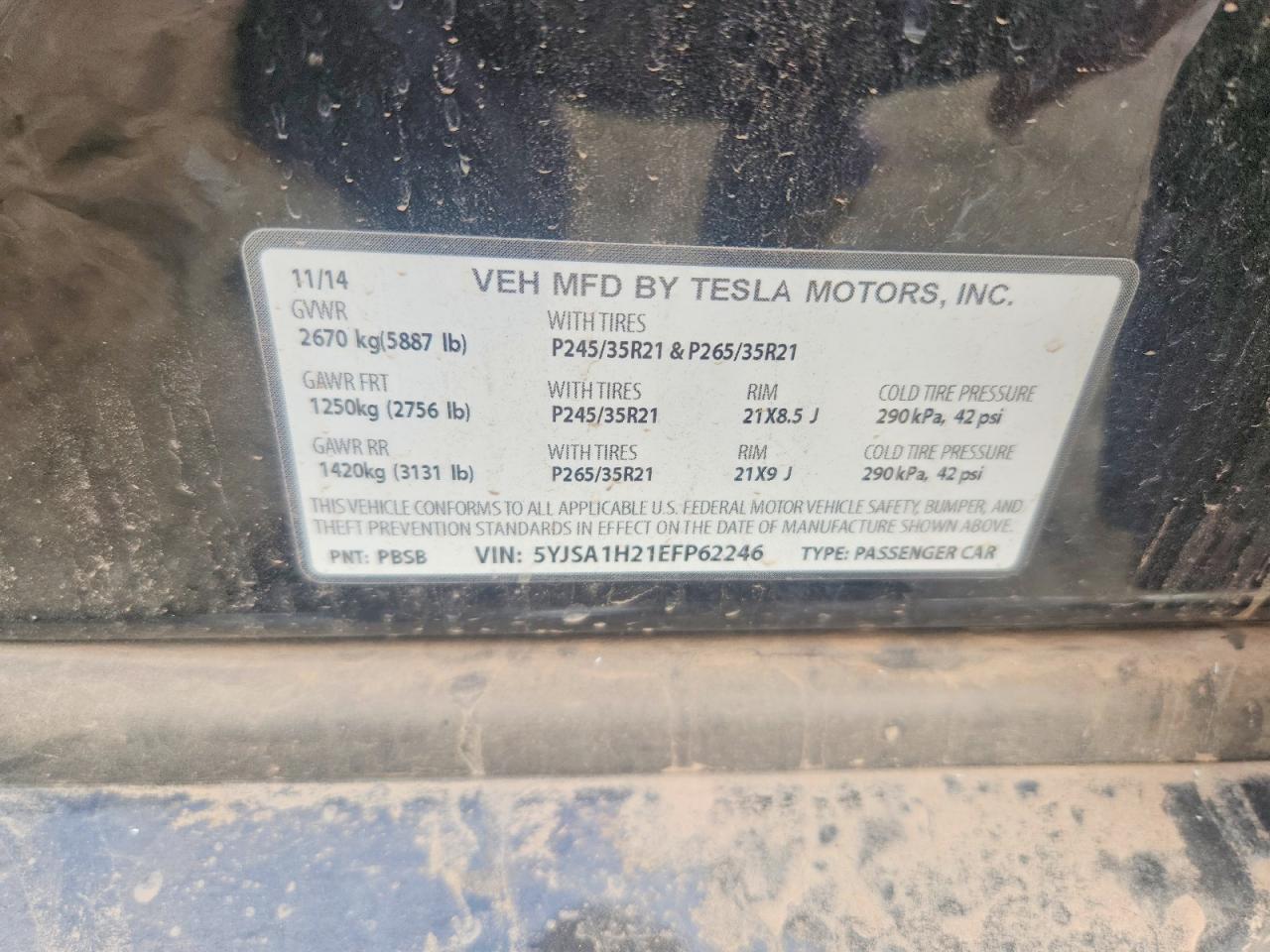 2014 TESLA MODEL S