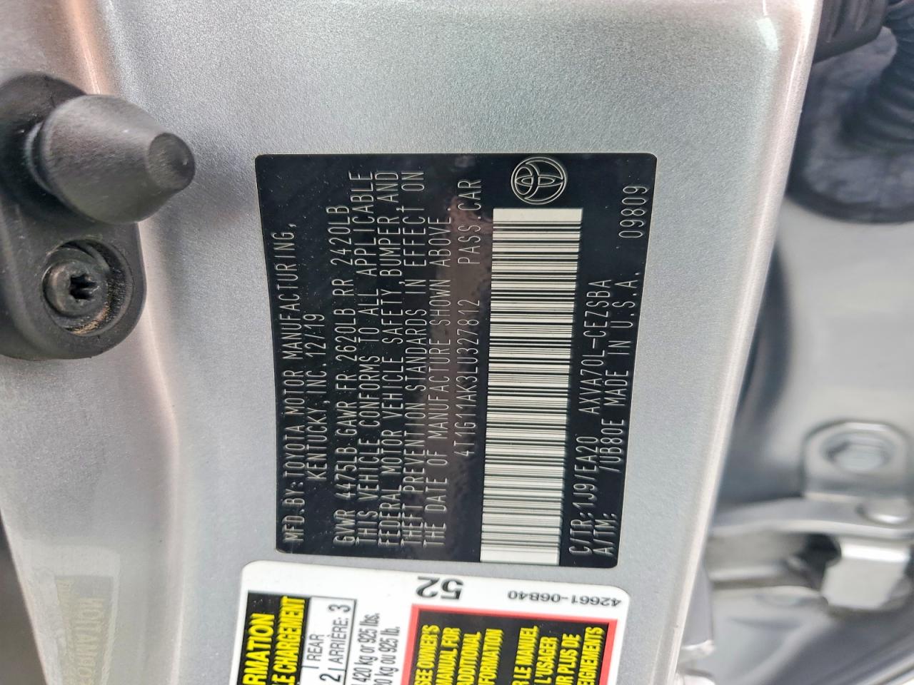 2020 TOYOTA CAMRY