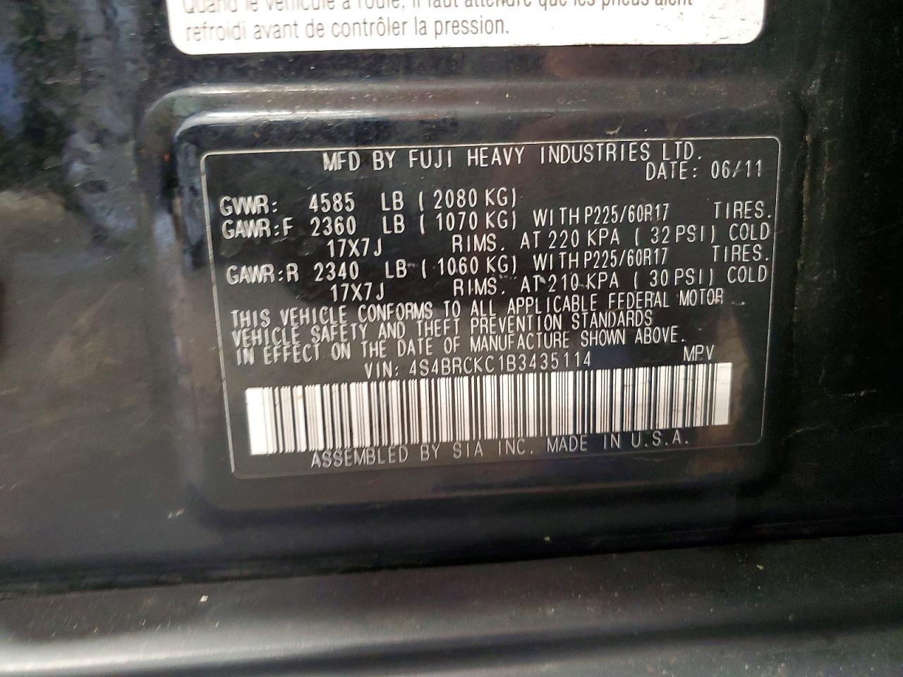 2011 SUBARU OUTBACK