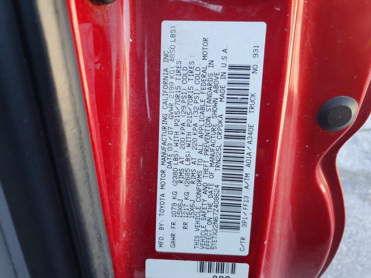 2007 TOYOTA TACOMA