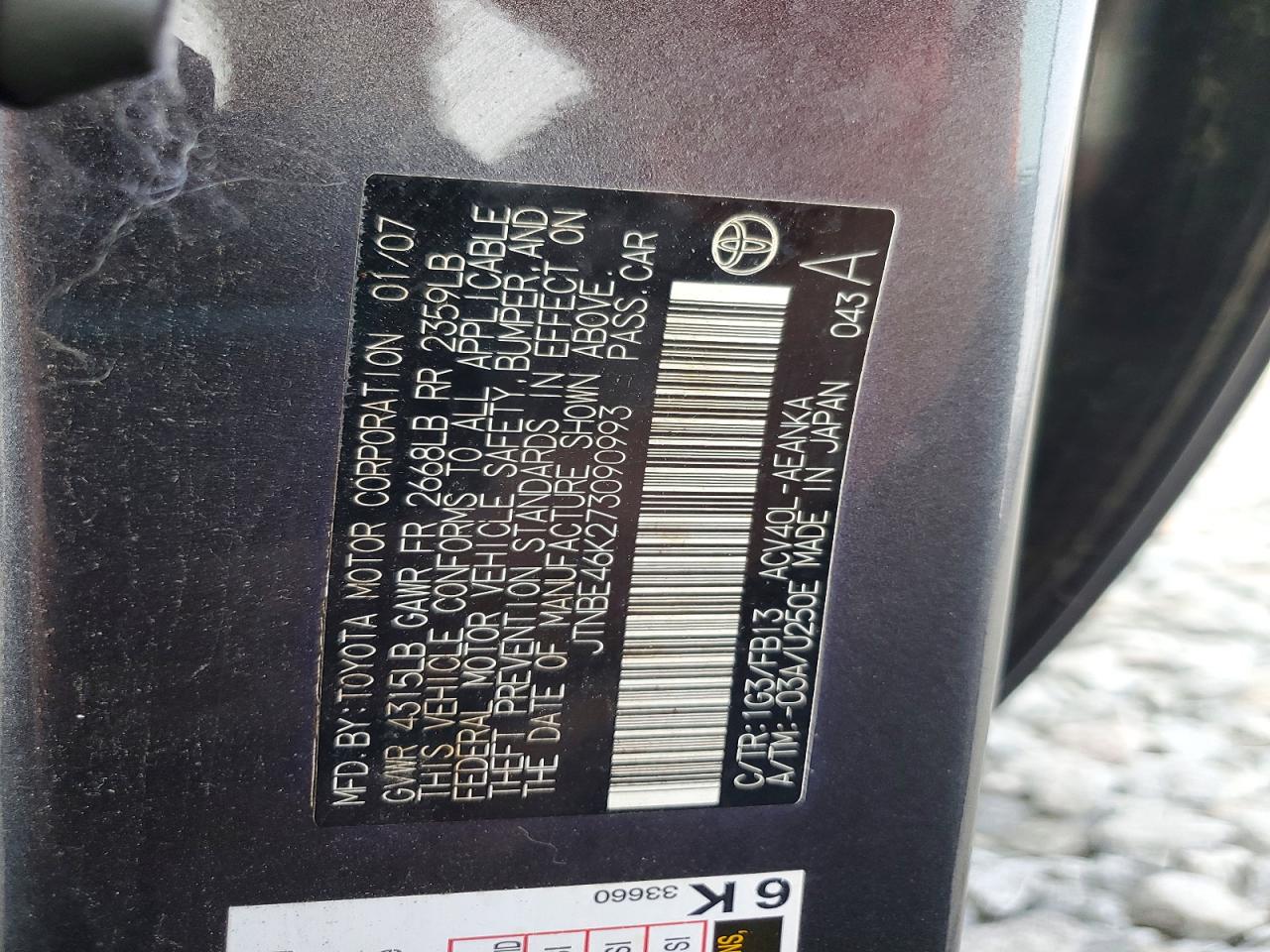 2007 TOYOTA CAMRY