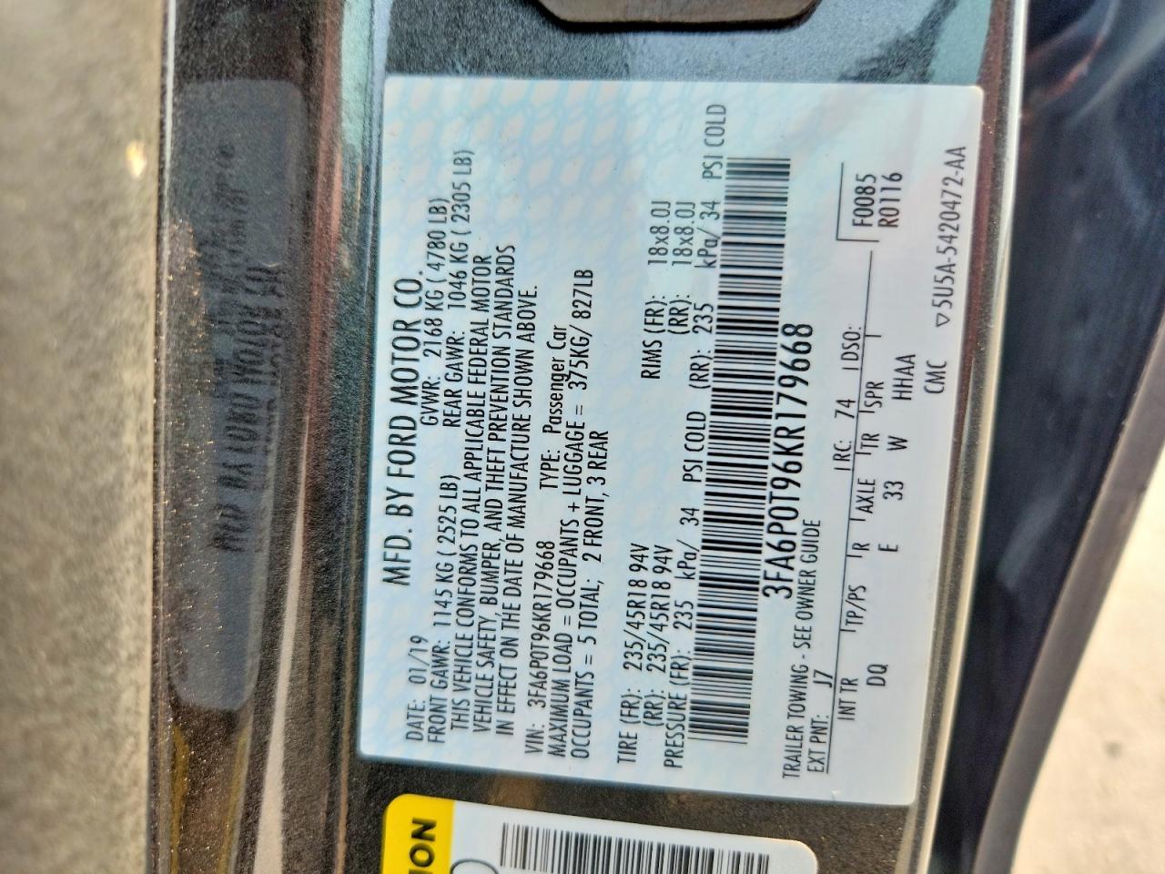 2019 FORD FUSION
