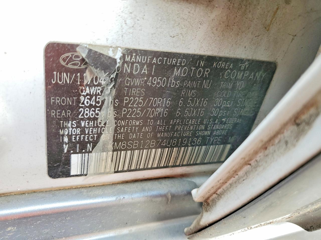 2004 HYUNDAI SANTA FE