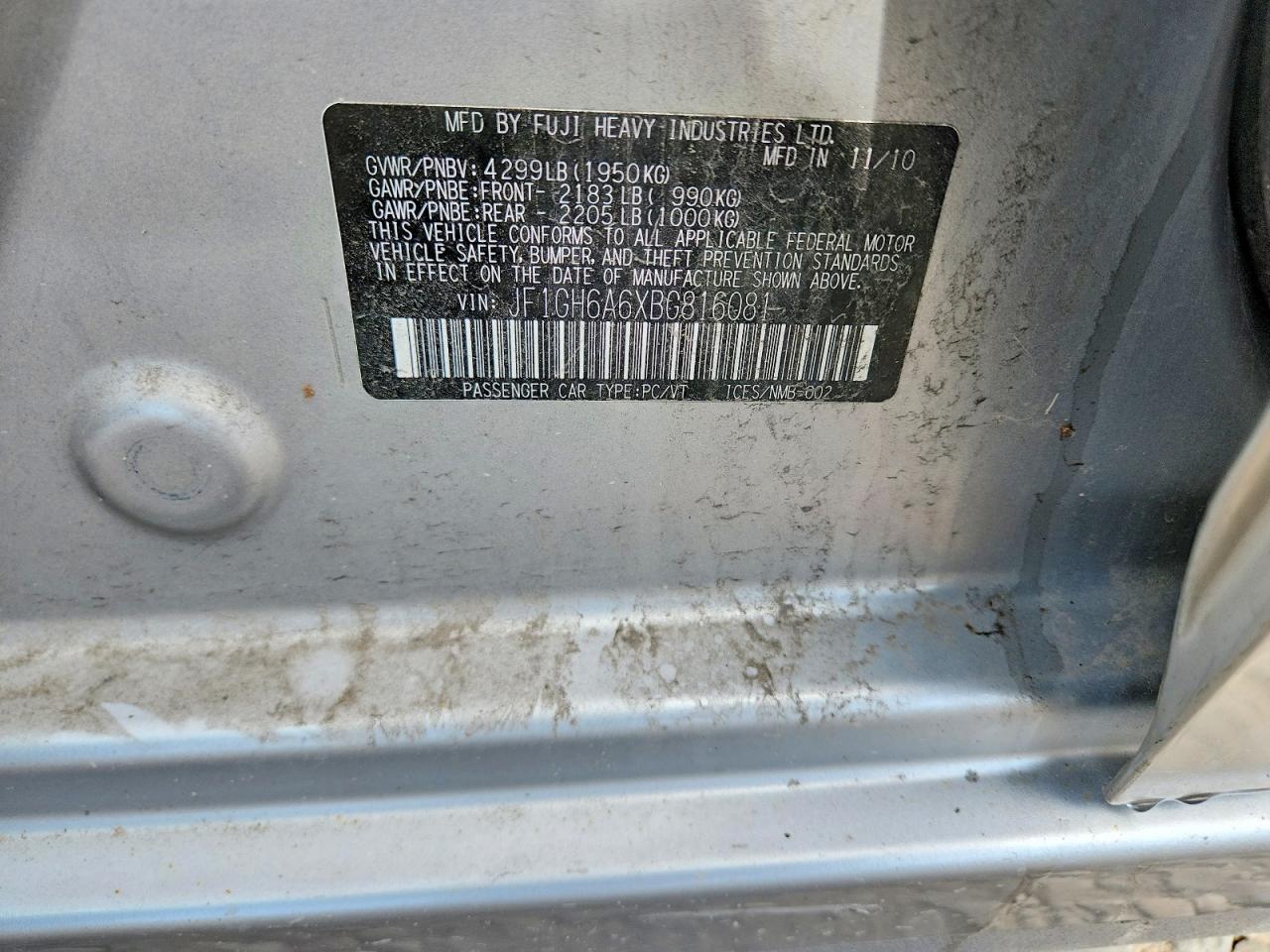 2011 SUBARU IMPREZA