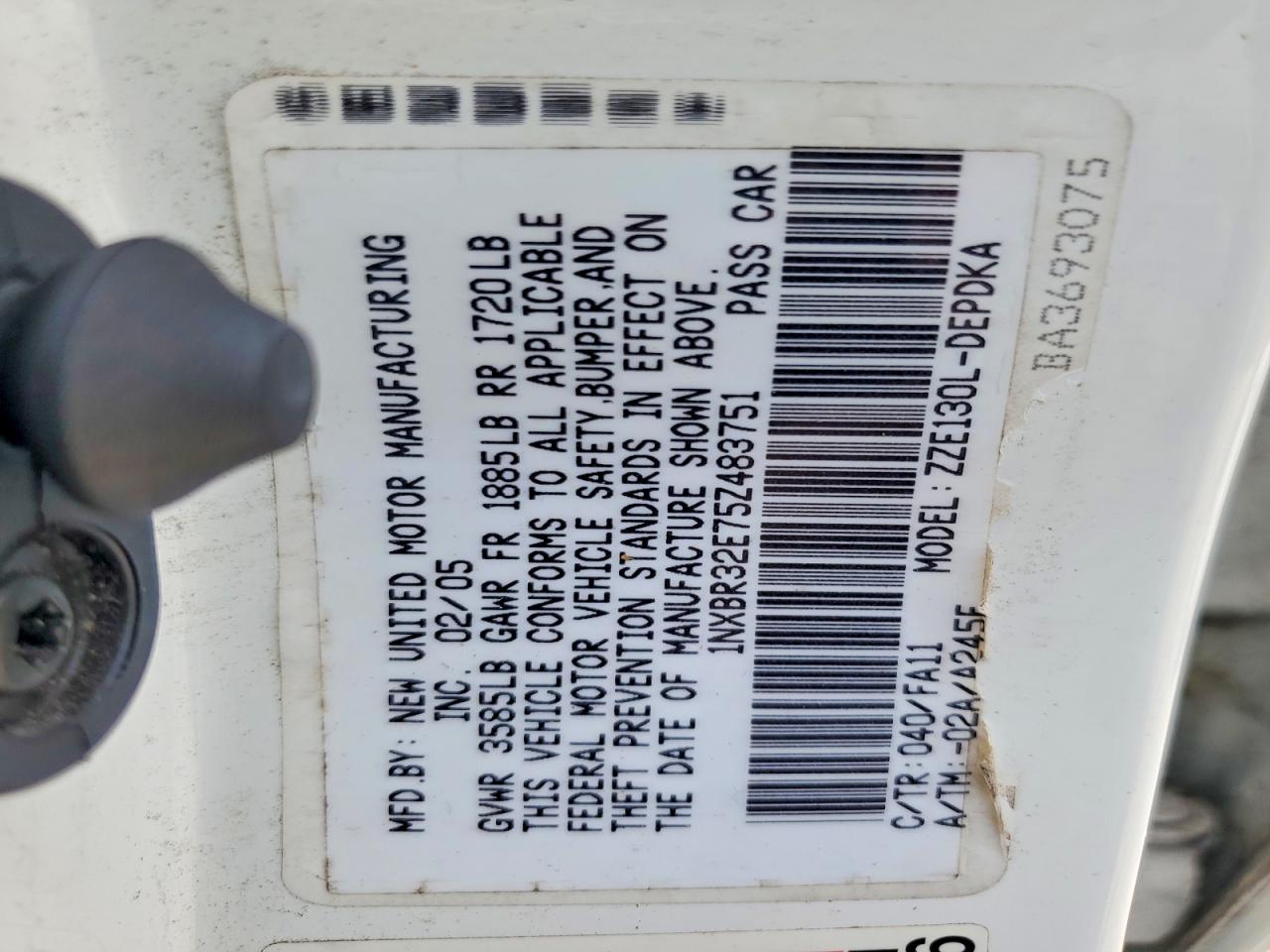 2005 TOYOTA COROLLA