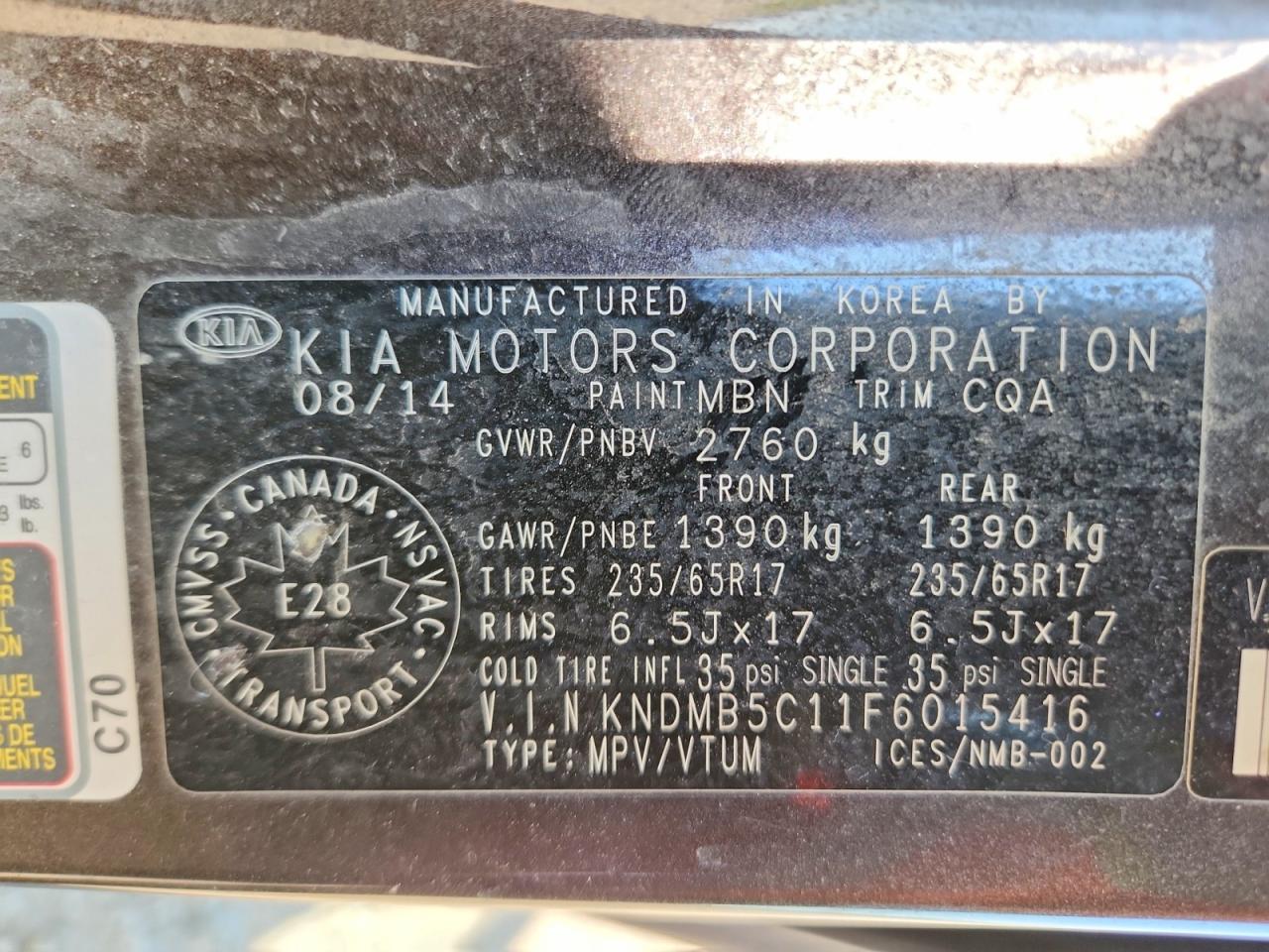2015 KIA SEDONA