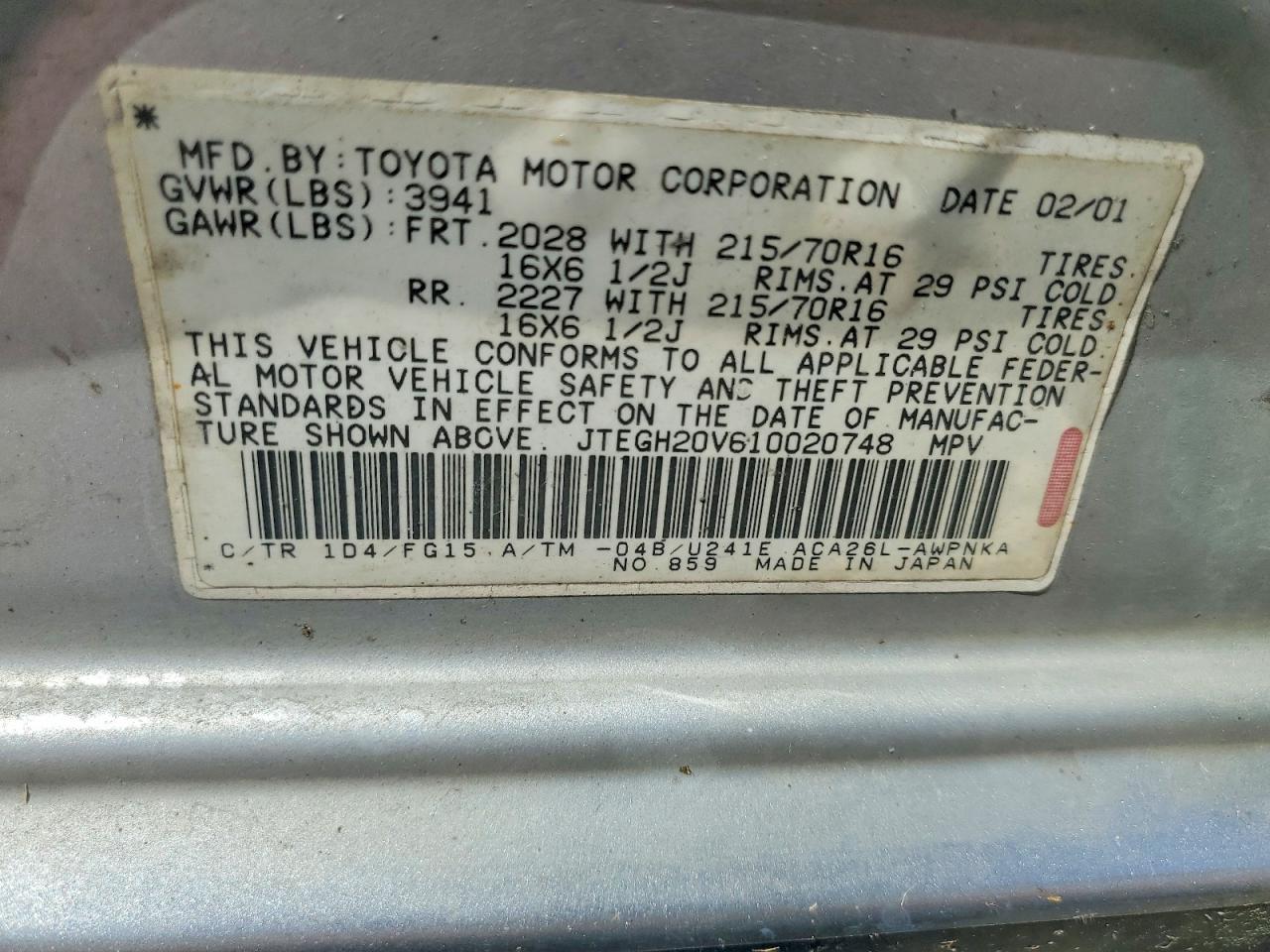 2001 TOYOTA RAV4