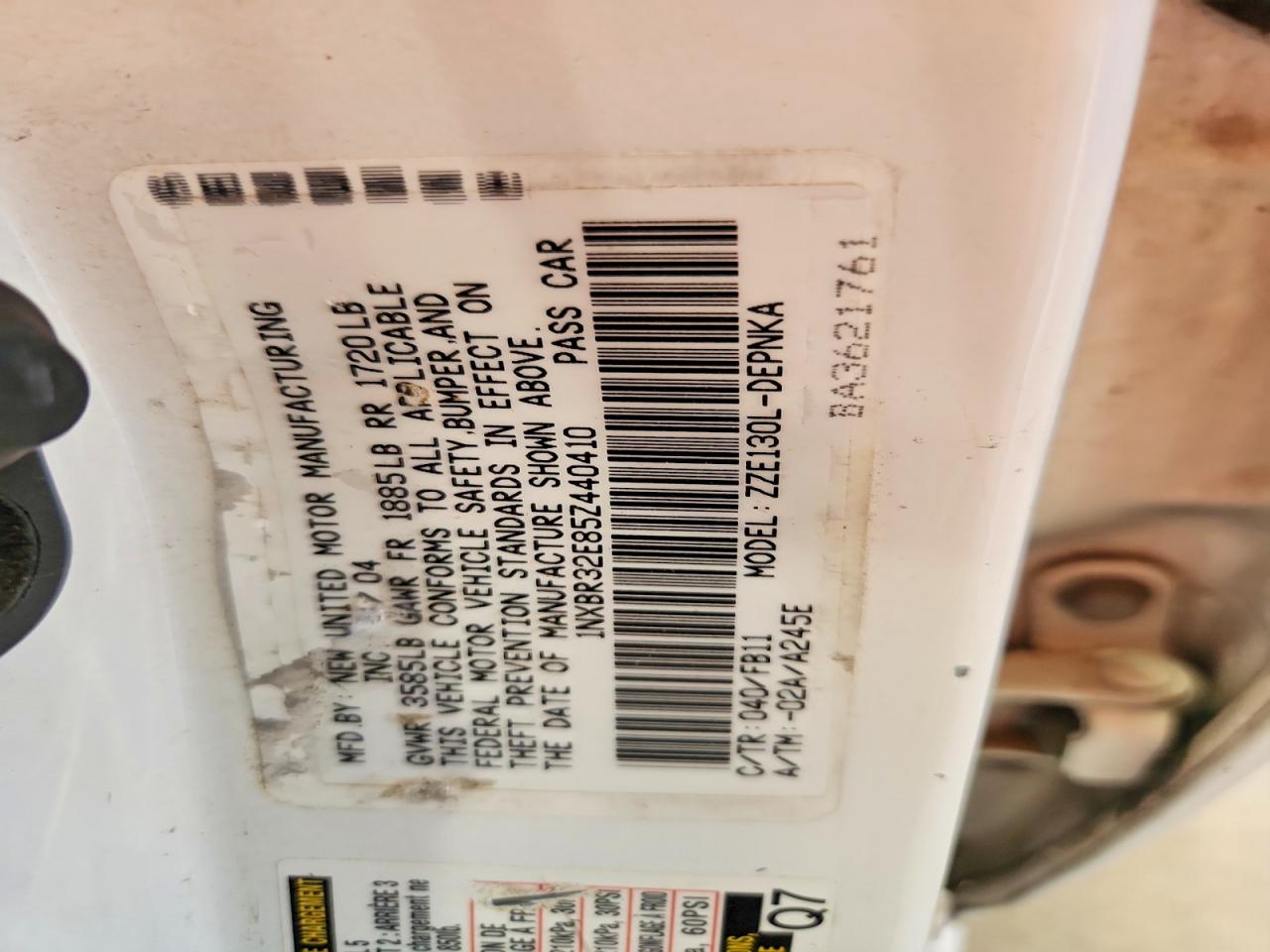 2005 TOYOTA COROLLA