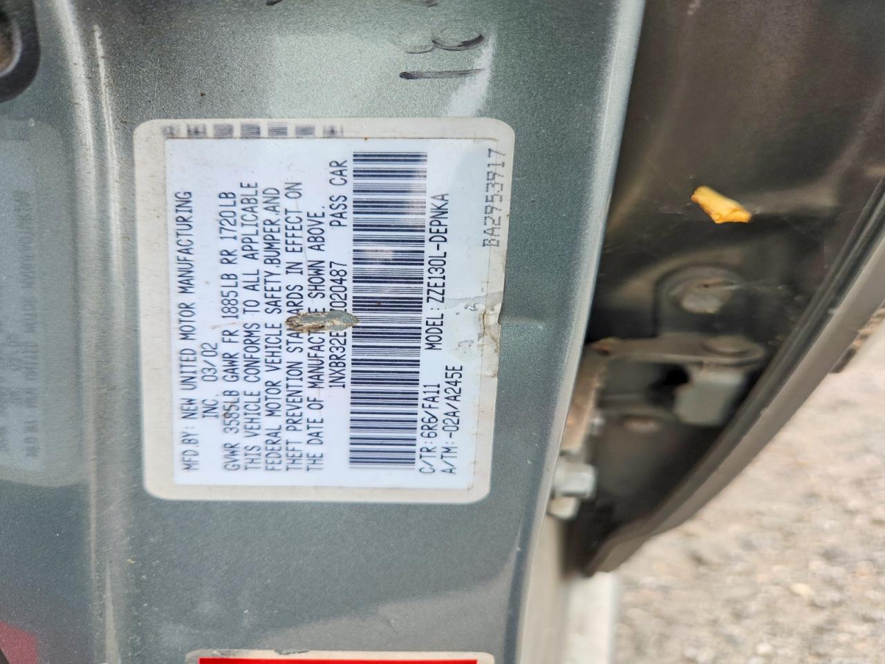 2003 TOYOTA COROLLA