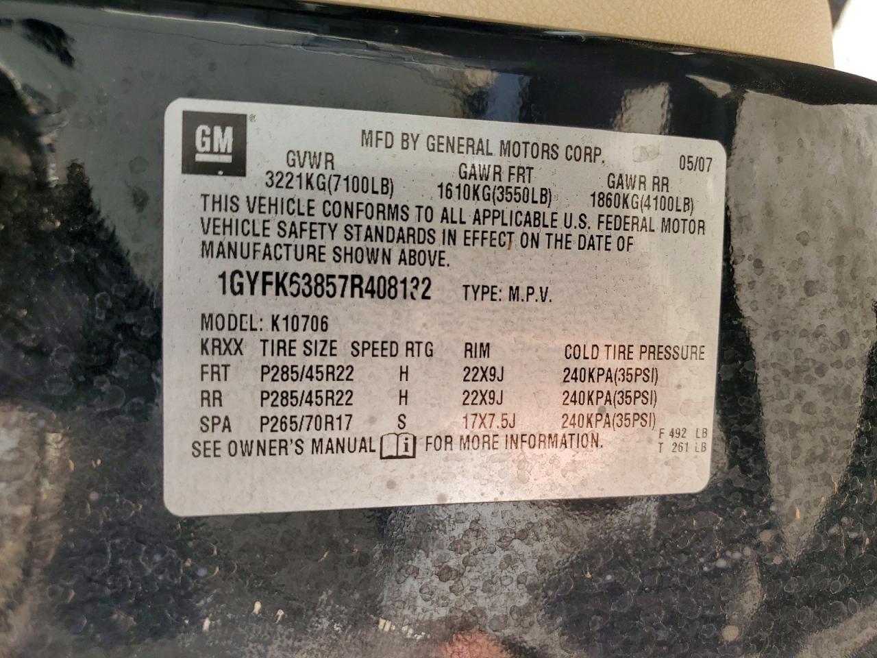 2007 CADILLAC ESCALADE