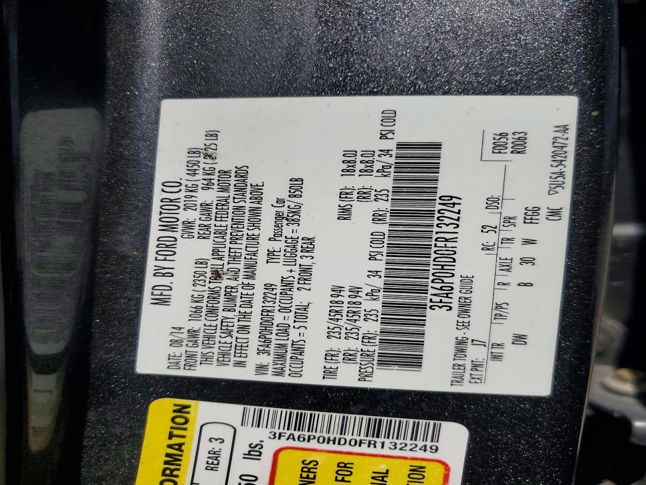 2015 FORD FUSION