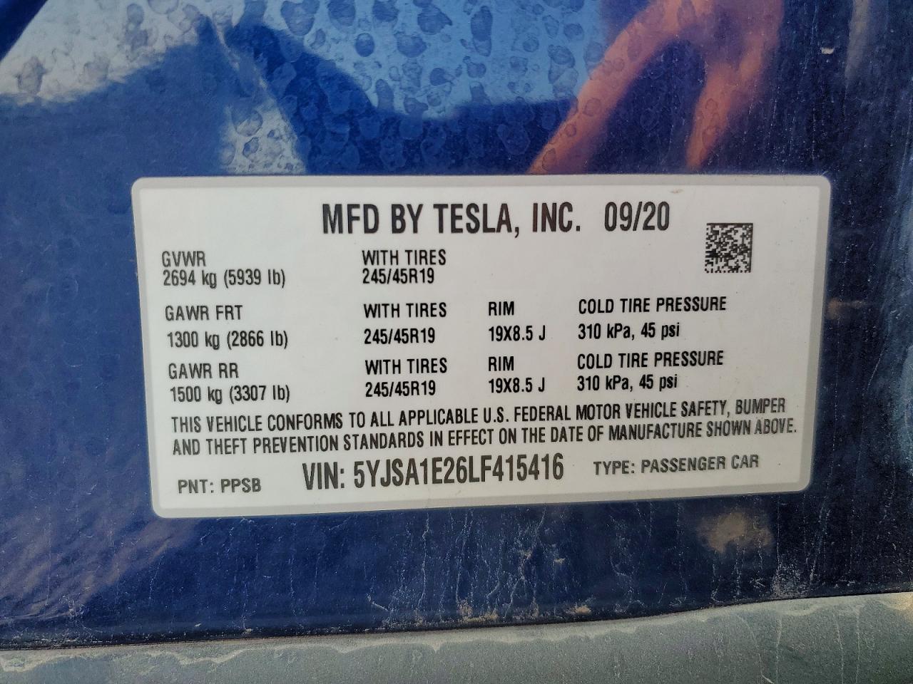 2020 TESLA MODEL S