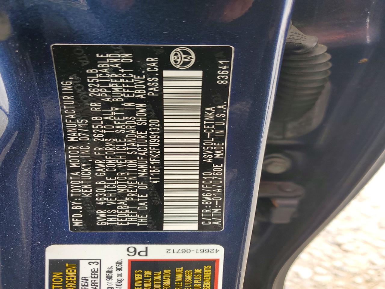 2015 TOYOTA CAMRY