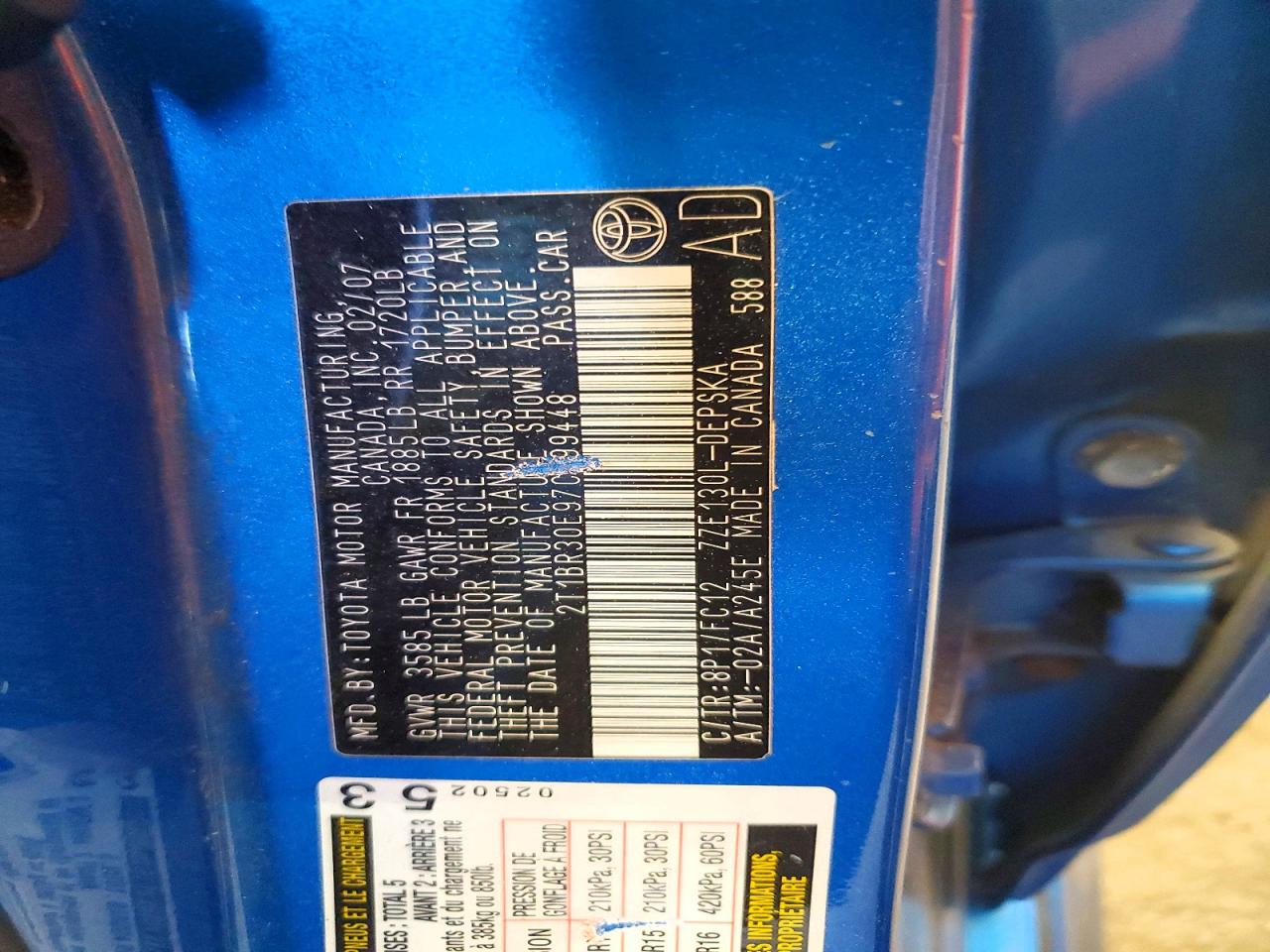 2007 TOYOTA COROLLA