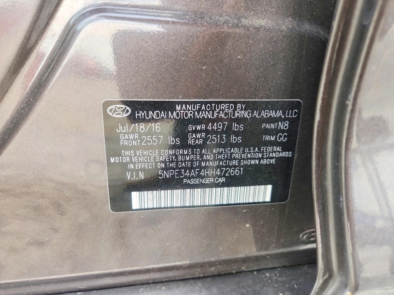 2017 HYUNDAI SONATA