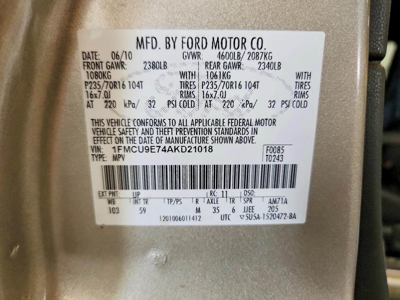 2010 FORD ESCAPE