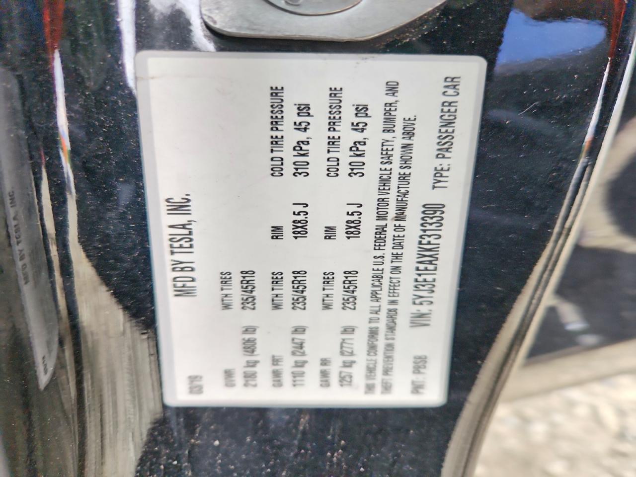 2019 TESLA MODEL 3