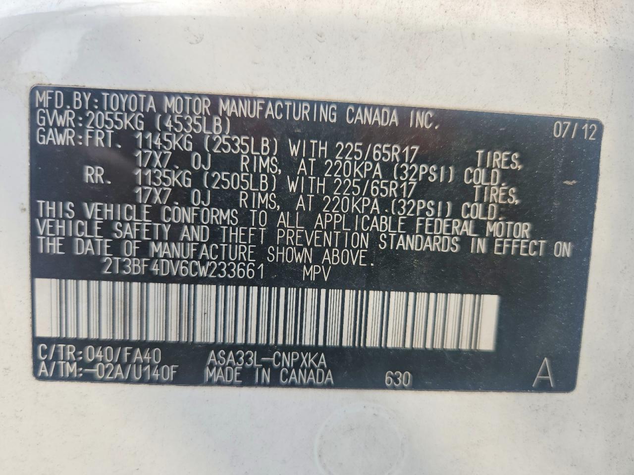 2012 TOYOTA RAV4