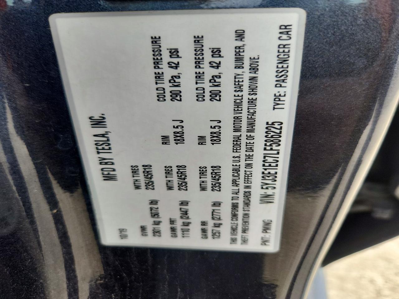 2020 TESLA MODEL 3