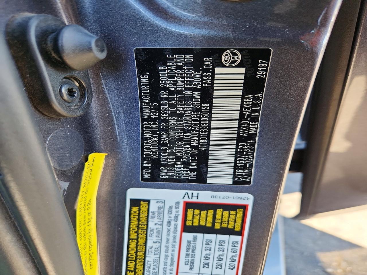 2016 TOYOTA AVALON