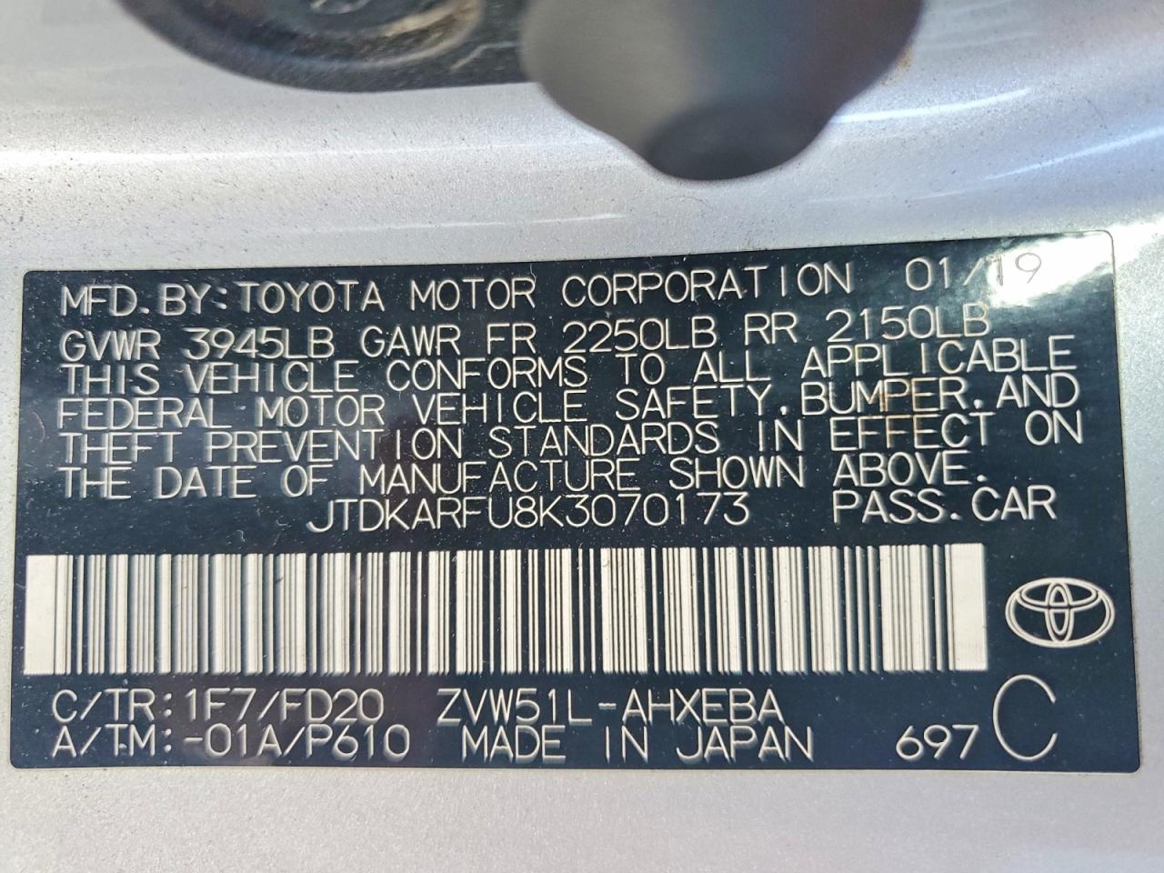 2019 TOYOTA PRIUS