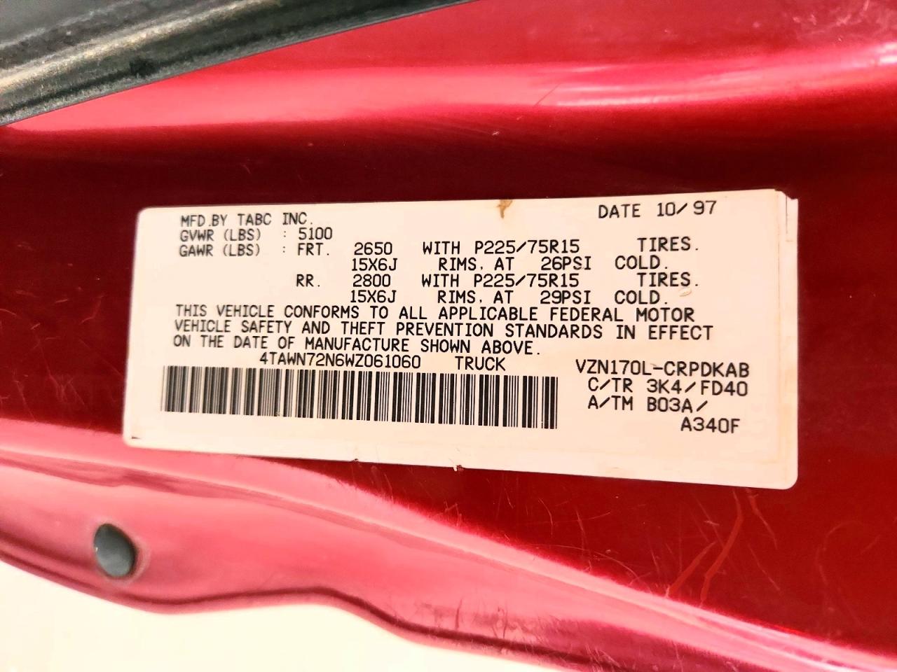 1998 TOYOTA TACOMA
