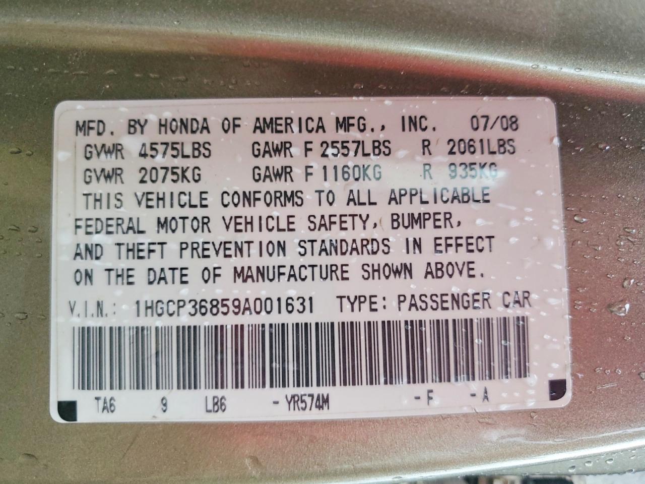 2009 HONDA ACCORD