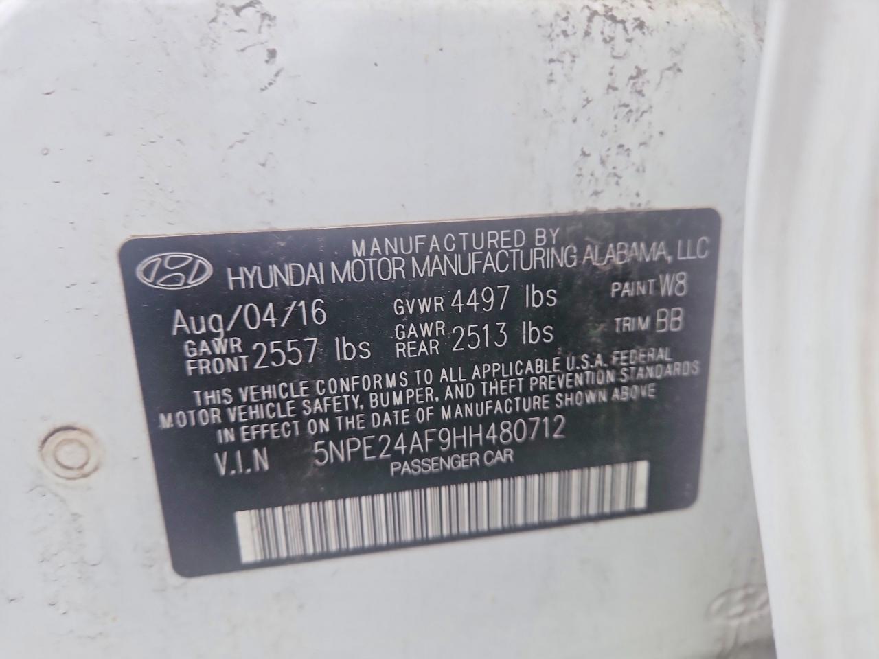 2017 HYUNDAI SONATA