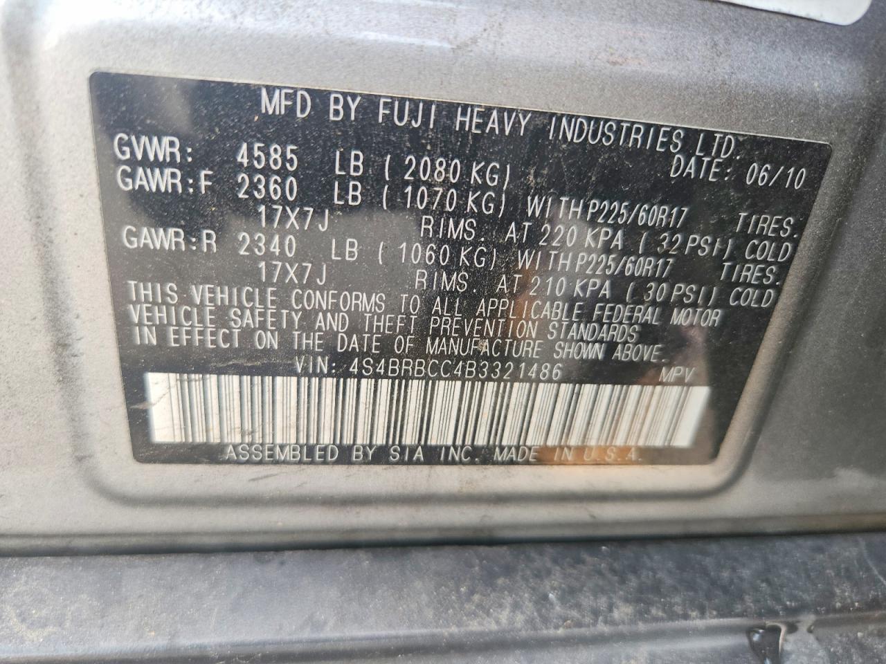 2011 SUBARU OUTBACK