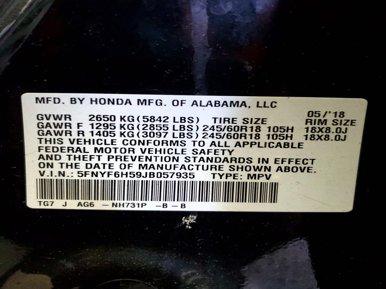 2018 HONDA PILOT