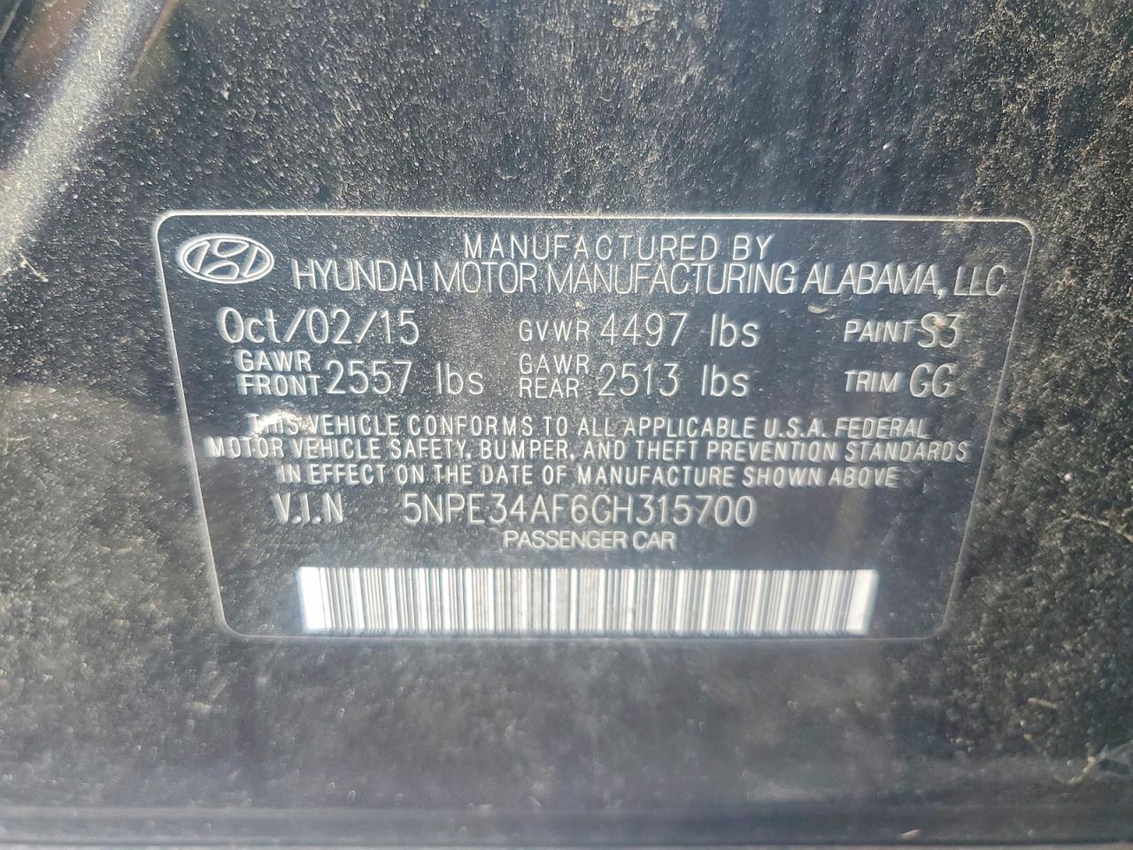 2016 HYUNDAI SONATA