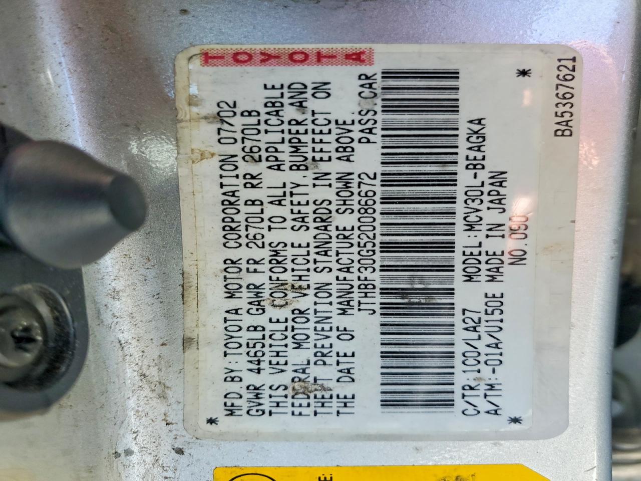 2002 LEXUS ES300