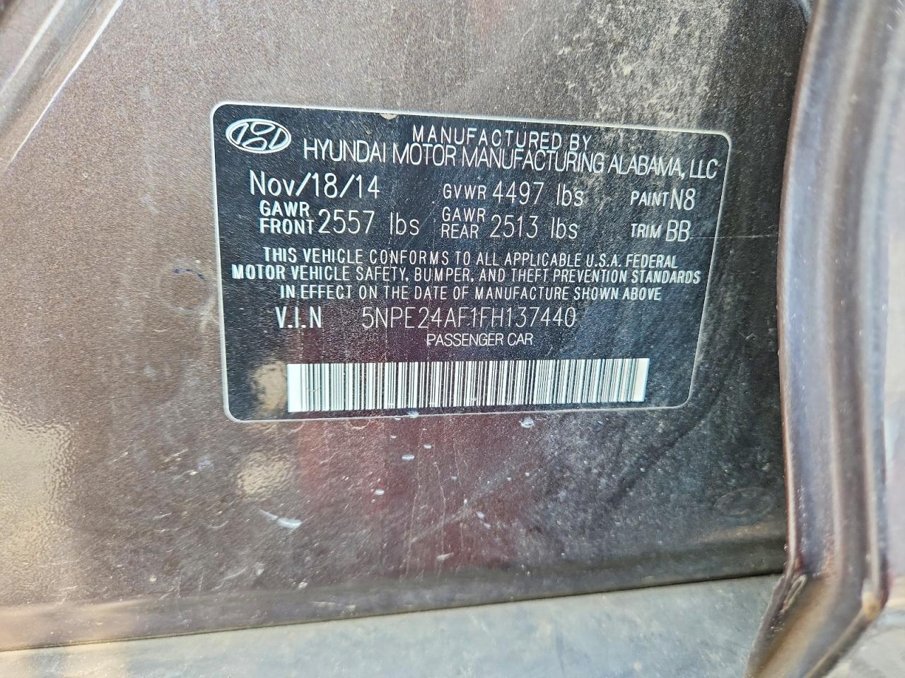 2015 HYUNDAI SONATA